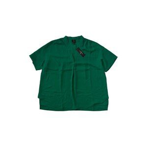 NWT Worthington Petite Womens Luxe Green Short Sleeve V-Neck Blouse Size PS 1770